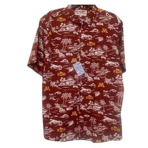 NWT Reyn Spooner University Of Minnesota Aloha Shirt 3XL Maroon Hawaiian Camp